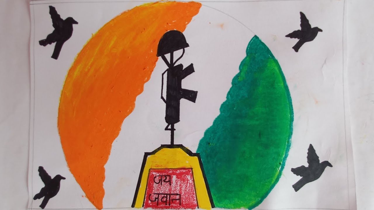 15th august Independence Day drawing for beginners with Oil Pastels, Amar  Jawan Jyoti Drawing, India - YouTube