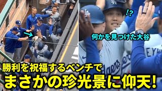 大谷驚愕…勝利を祝福するド軍ベンチでまさかの珍光景！【現地映像】６月７日ドジャースvsパイレーツ第３戦#大谷翔平 #ドジャース #二刀流