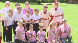Midway Village transforms into baseball field for 'peaches playdate'
