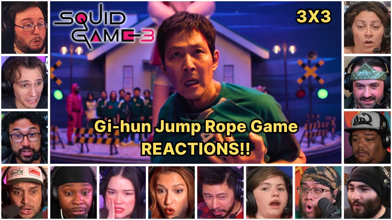 Reactors Reacting To Gi-hun Jump Rope Game | Squid Game Season 3 Episode 3 Reaction Mashup