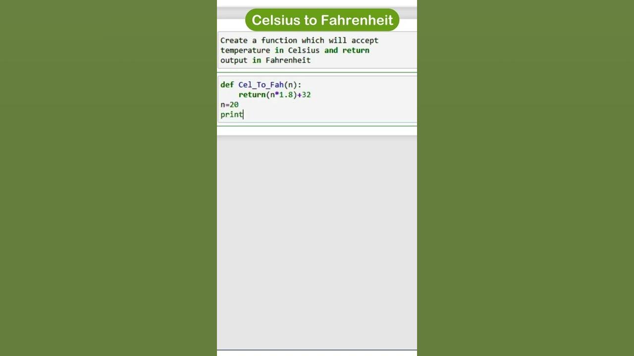 Celsius to Fahrenheit | converter in python | python programming ...