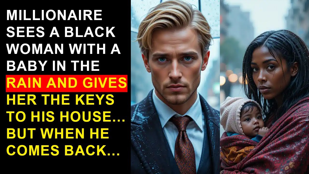 MILLIONAIRE SEES BLACK WOMAN WITH BABY IN THE RAIN AND GIVES HER HIS HOUSE KEYS… BUT WHEN HE...