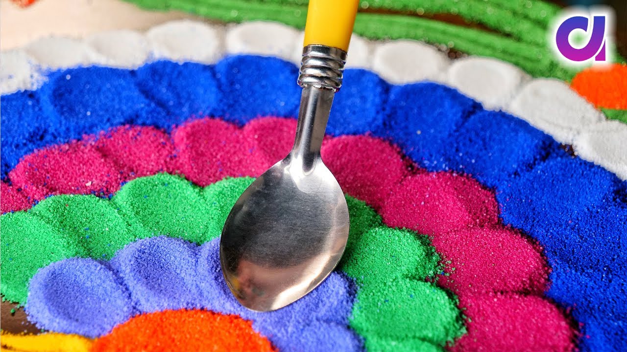 5 Easy rangoli Ideas | Spoon Rangoli | Diwali Latest Rangoli Design ...