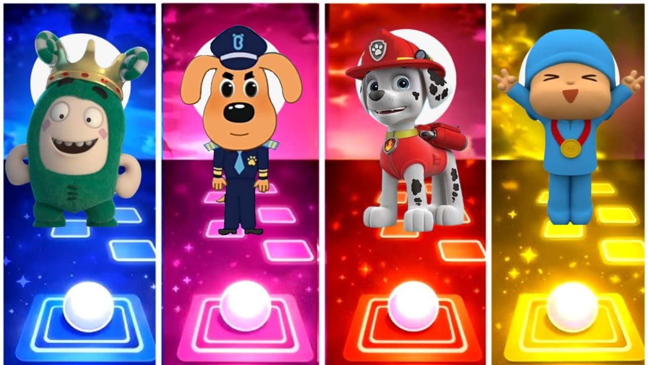 Oddbods vs Sheriff labrador vs Paw patrol vs Pocoyo. Tiles hope edm rush game. 