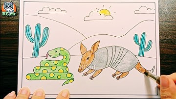 vẽ động vật hoang dã ở châu phi - mĩ thuật lớp 5 - vẽ khu rừng thân thiện - vẽ tê tê, rắn | KCzit
