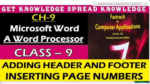 FASTRACK TO COMPUTER CLASS-9 PART-10 CH-9 MICROSOFT WORD- A WORD @Get Knowledge Spread Knowledge