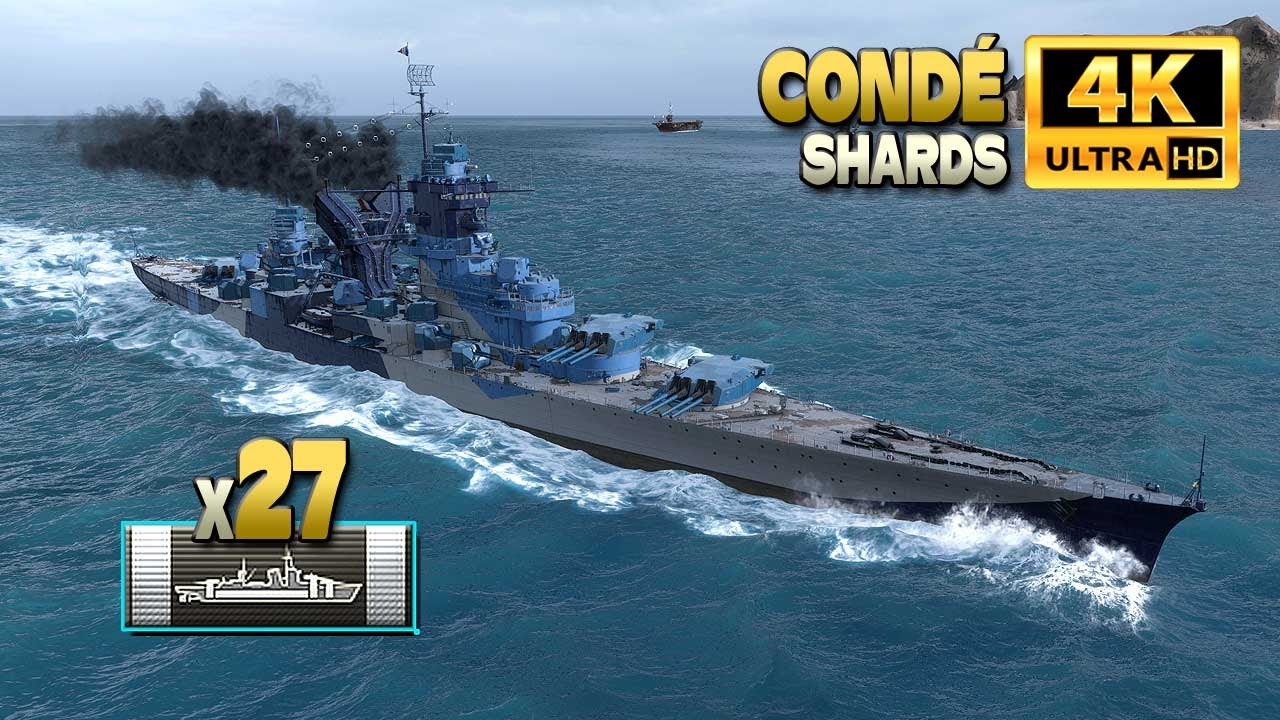 Cruiser Condé: 27 citadels on map Shards – World of Warships