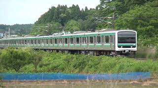 東北本線 勝負沢踏切 E501系K703編成 KY出場通過 2022.06.16