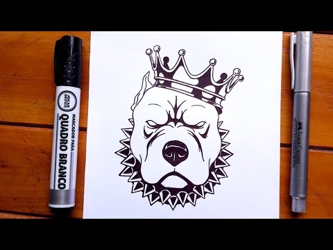 How to draw a Dog: pit bull Bravo With crown