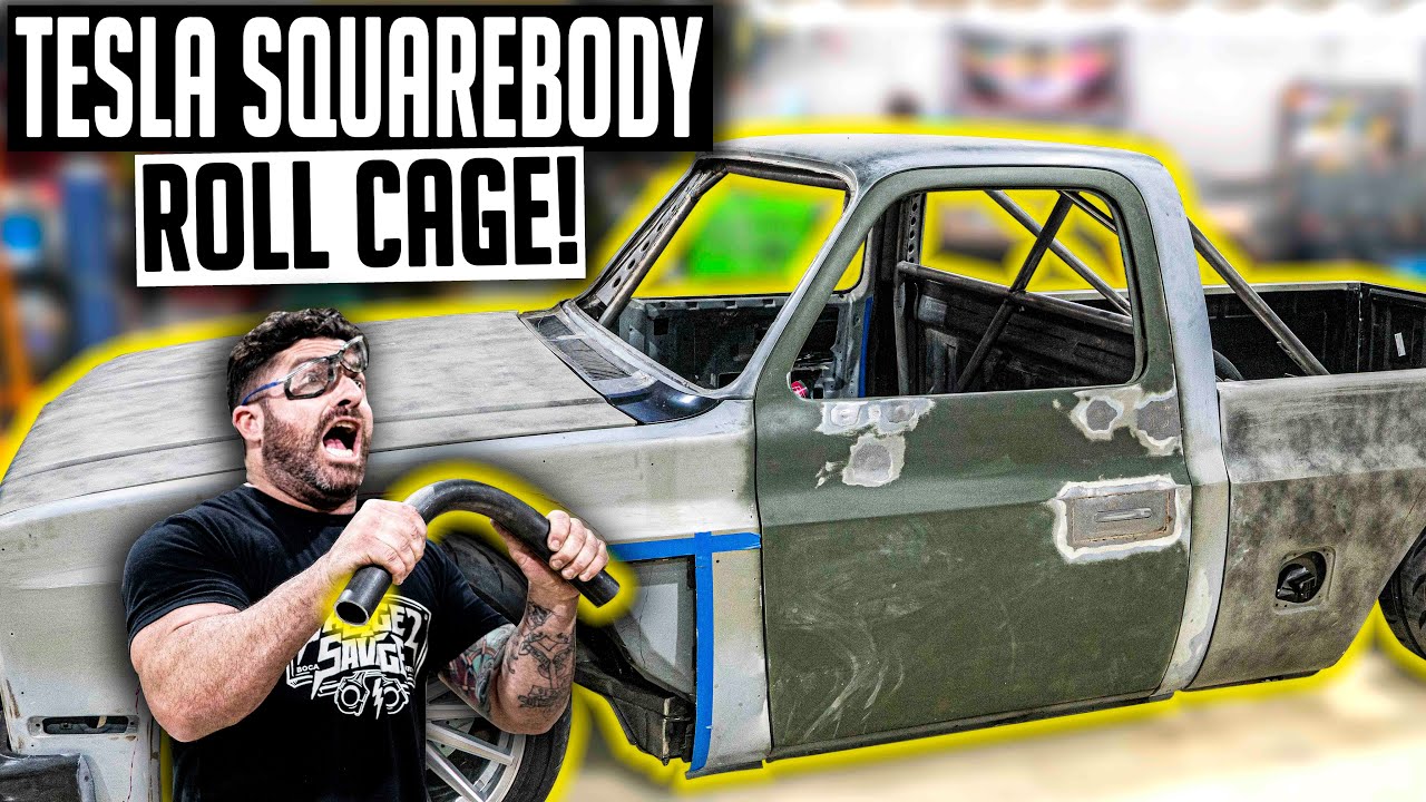 Custom Tesla Swapped Squarebody Roll Cage! Electric C10 Ep. 12 YouTube