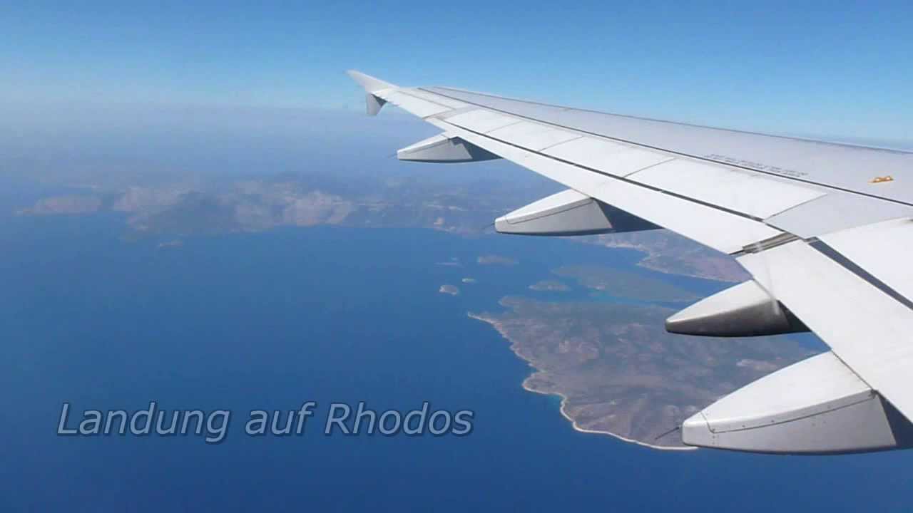 Anflug und Landung auf Rhodos - YouTube