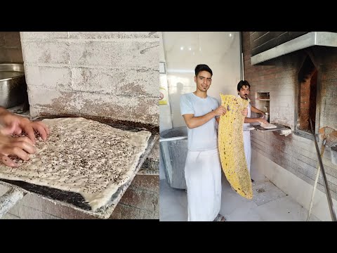 Baking Bread Sangak This Bread Is Baked On Pebbles پخت نان سنگک