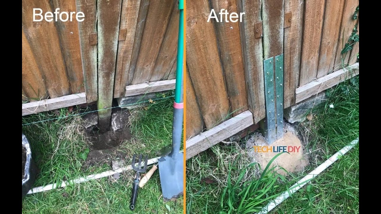 How To Fix A Leaning Fence With Steel Angles Without Replacing The how-to-fix-a-leaning-fence-with-steel-angles-without-replacing-the
