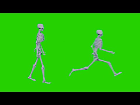 Skeleton Walk & Run FREE Greenscreen ◈ Halloween spooky VFX [Side View]