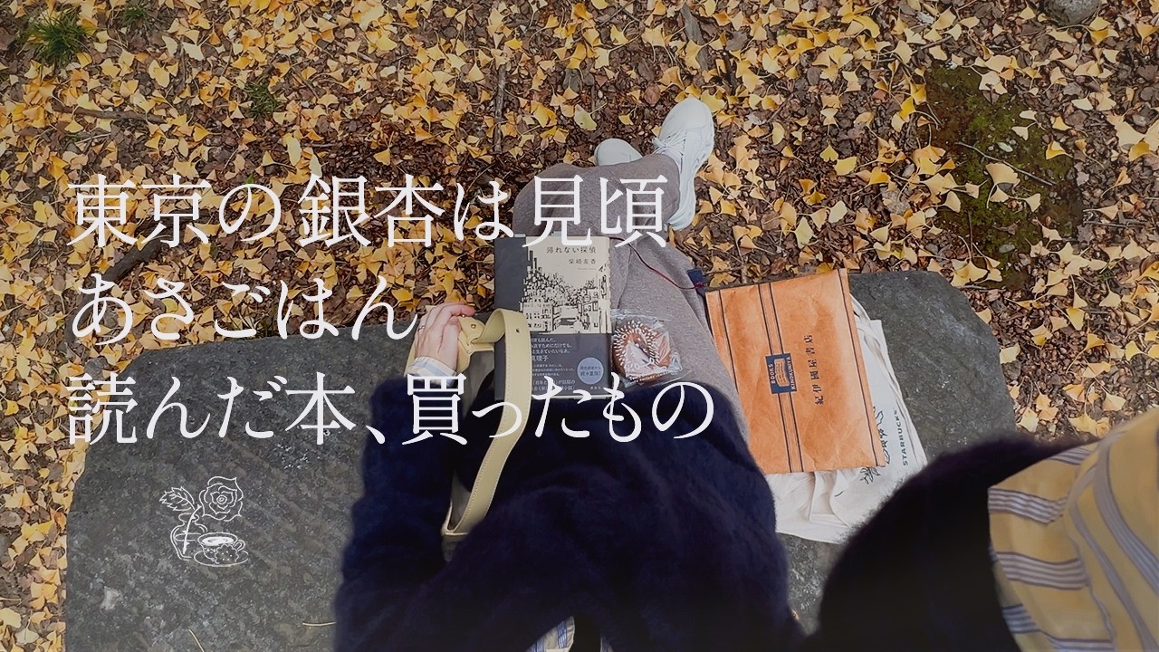 vlog ）東京の銀杏と読書、手袋を買いに、朝ごはん、読んだ本の感想。読書 vlog. 🌷In my room.