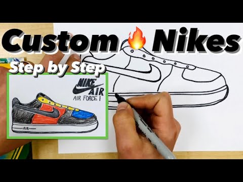 How To Draw Nike Air Force 1 Easy Custom Shoes For Kids Shoes Nike Mrschuetteart Youtube