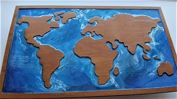 Wood World Map With Resin Oceans - Epoxy Resin Art