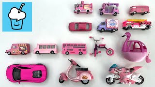 Pink vehicles collection tomica hotwheels transformers Fire truck Three Wheeler Bike