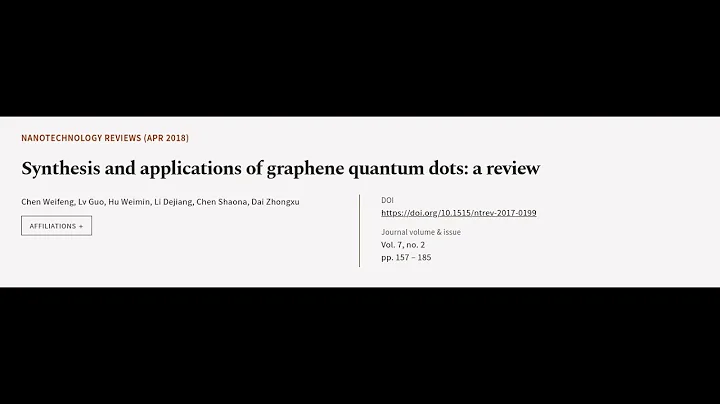 Synthesis and applications of graphene quantum dots: a review | RTCL.TV