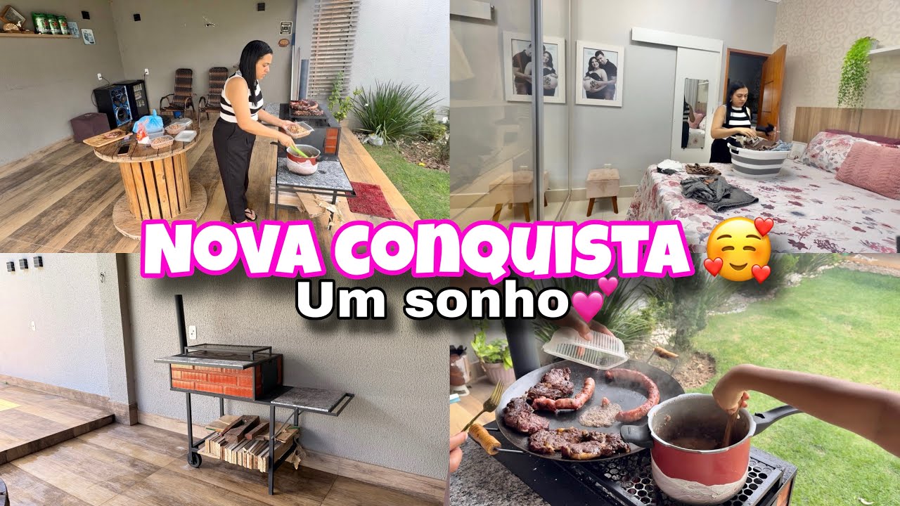 TEMOS FOGÃO A LENHA 🪵 USAMOS PELA PRIMEIRA VEZ 💕cozinhando feijão e assando carne 🥰fomos feira!