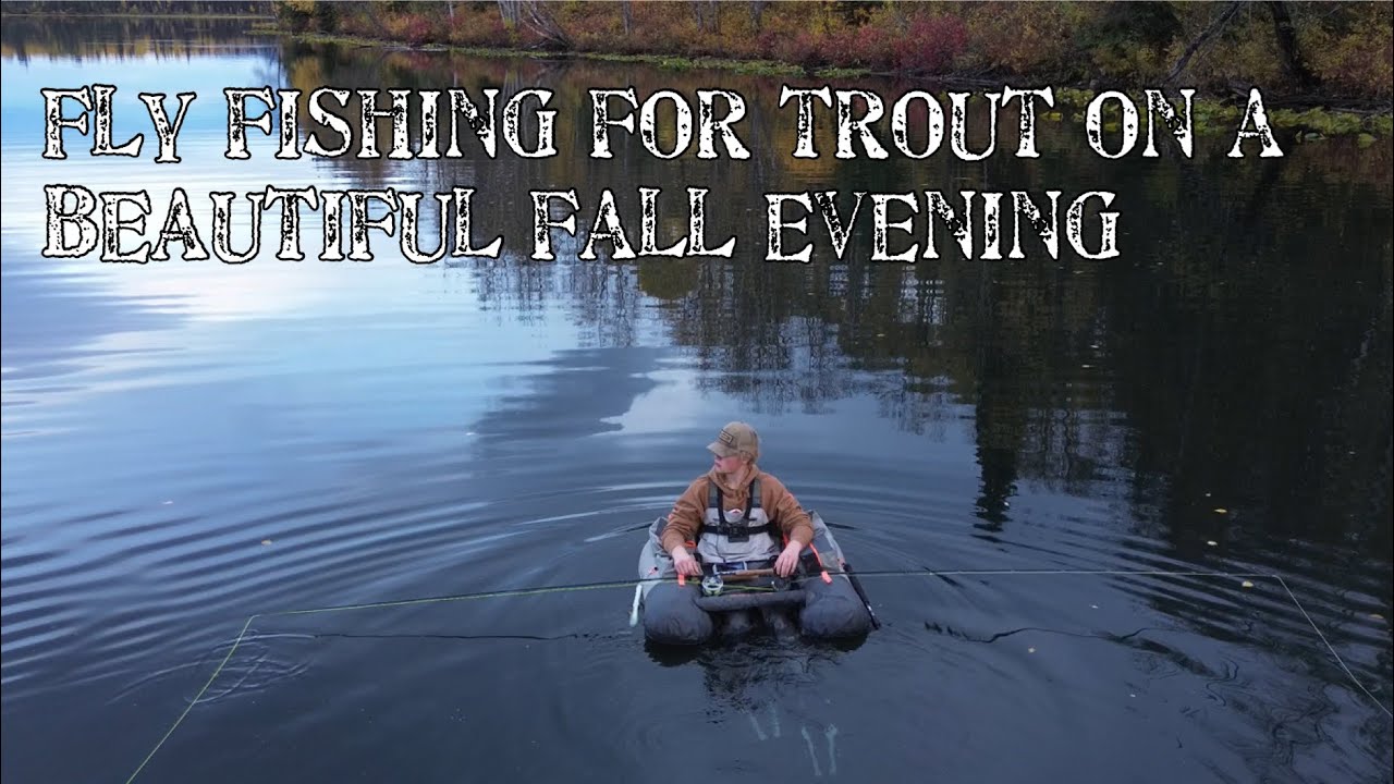 Fly fishing trout from an inflatable belly boat | A beautiful fall evening