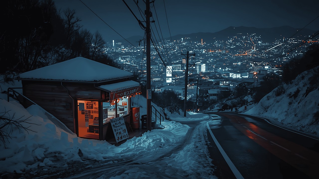 Tokyo Under Winter Snow | Soft 90s Lofi for Slow Focus & Sleep