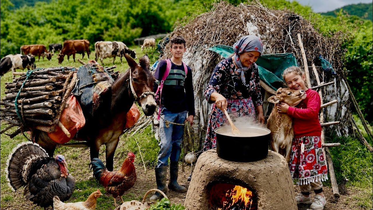 A Remarkable Journey to the Forest | Bringing Firewood by Mule ...