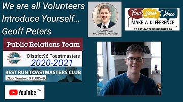 We are all Volunteers, Introduce Yourself - Geoff Peters - YouTube Specialist