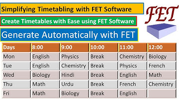 Creating Timetables Automatically with FET Software Tutorial