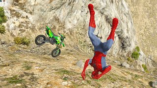 GTA 5 Stunning Ragdolls # 3 (Spider Man - Fallos en Moto cross de montaña cuesta abajo) MOTOS