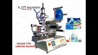 Semi automatic sticker labeling machine for shampoo bottle  front and back label applicator