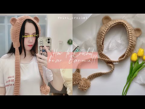 🐻 How to Crochet Bear Earmuffs | Pinterest Bear Earmuffs inspired 🐻