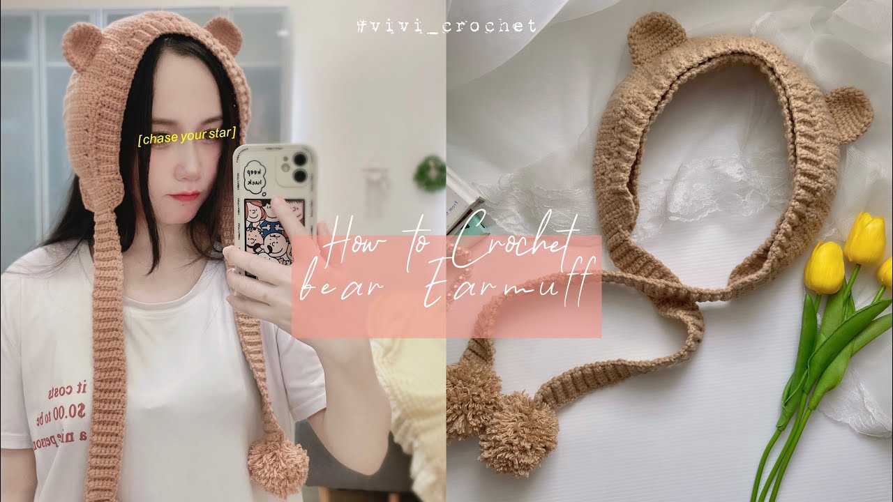 🐻 How to Crochet Bear Earmuffs Pinterest Bear Earmuffs inspired 🐻 YouTube