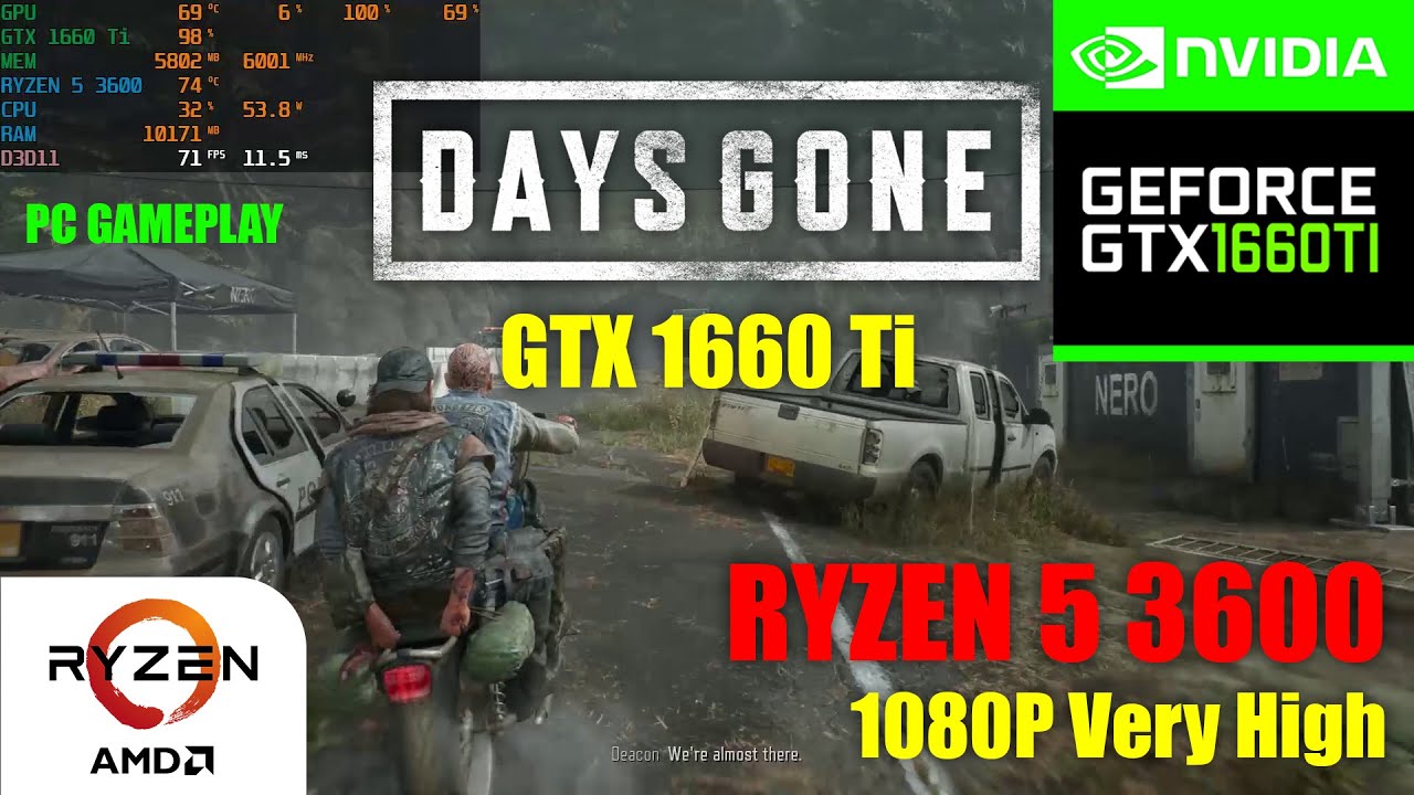 DAYS GONE : AMD Ryzen 5 3600 + GTX 1660 Ti 6GB | 1080P + Very High