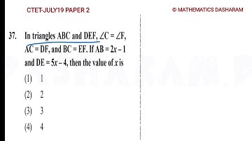 In triangles ABC and DEF, C = F, AC = DF, and BC = EF. If AB = 2x – 1 and DE = 5x – 4, then the