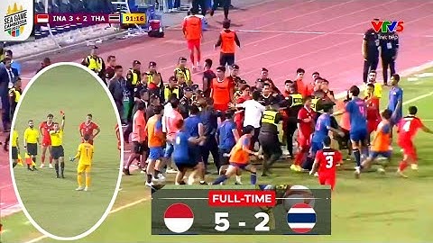 highlight football Thai vs Indonesia|| drama fighting!! 7 Red cards in the game #SEAgame2023