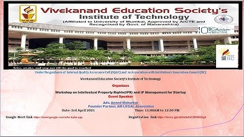 Workshop on Intellectual Property Rights(IPR) and IP Management for Startup