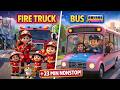 Fire Truck 🚒 + Wheels on the Bus 🚌 | 23 Minutes Nonstop | Kids Songs | BubWink
