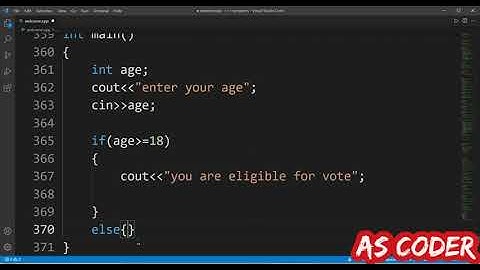Age check using if else statement in c++ program