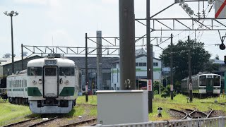 [並び]『417系 K-4編成・ 仙台レールセンター訓練車両 甲種輸送 (廃車回送)』&『719系 H-22編成＋H16編成(廃車回送)』2019/8/10(JR東北本線・郡山総合車両センター)