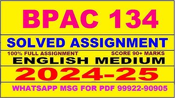 bpac 134 solved assignment 2024-25 | bpac 134 solved assignment in english 2025 | bpac 134 2024-25