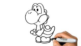 How to DRAW YOSHI Easy Step by Step