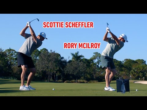 Scottie Scheffler and Rory McIlroy Side-By-Side Long Iron Swing Comparison