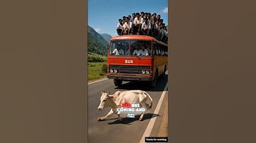 A cow saved all the bus poor passengers 🤯 then what happened 😱😭 #shorts #usa #cat #ai #cow #baby