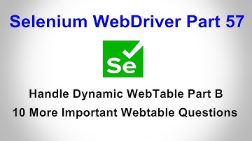 Selenium WebDriver | Part57 | Handle Dynamic WebTable in Selenium | PartB