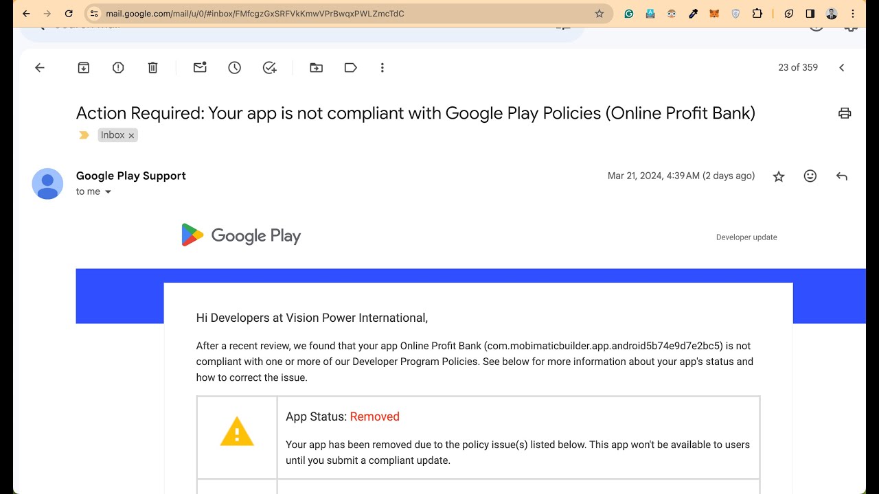 Action Required: Your app is not compliant with Google Play Policies ...