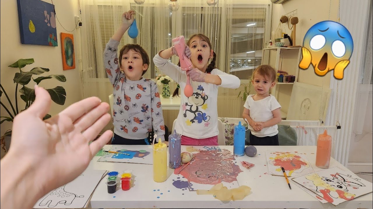 Eylül Poyraz Gece Yarısı Alçıdan Boya Yaptı!! Balonun İçine Doldurdu!! Tufan Boyama Yaptı!!