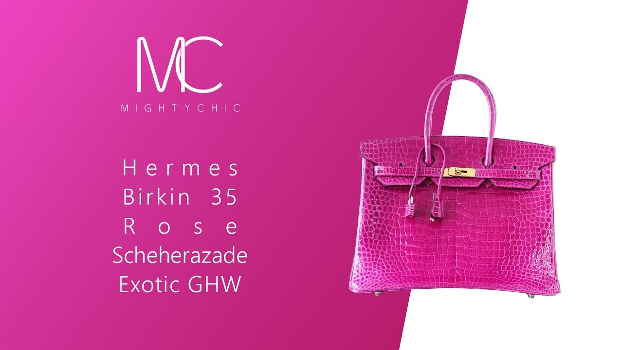 Hermes Birkin 35 Bag Pink Rose Scheherazade Porosus Crocodile Gold Har –  Mightychic