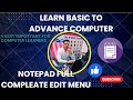 NOTEPAD Edit Menu All Competitive Exam And All Computer Courses O LEVEL, ADCA, DCA and UPSSSC