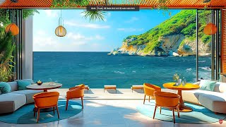 Tropical Bossa Nova Jazz Music  Outdoor Beach Coffee Shop Ambience with Calming Ocean for Relaxtion